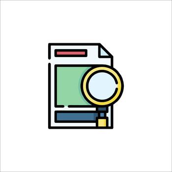 Document Search Icon File Analysis Magnifying Glass, investigation vector