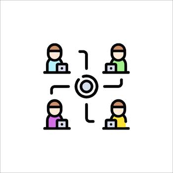 Team Collaboration Network Connection Teamwork Icon, laptop vector