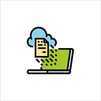 Cloud Computing Laptop File Transfer Data Storage Icon vector