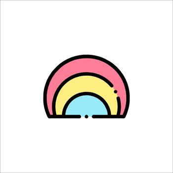 Rainbow Icon Colorful Simple Flat Design, design element vector