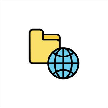 Web Folder Icon Internet Data Online Files Global Network vector