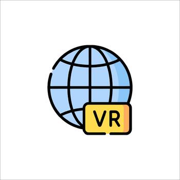 VR Global Technology Virtual Reality Globe Icon, virtual world vector