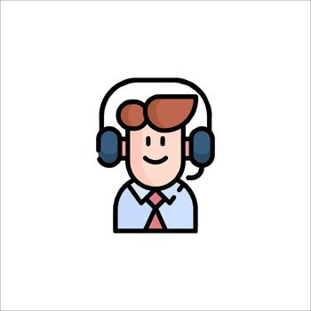 Customer Support Icon Call Center Agent with Headset, assistance vector