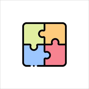 Puzzle Pieces Together Colorful Teamwork Solution Concept, problem solving vector
