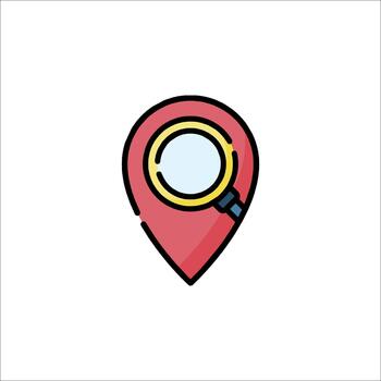 Location Search Icon Map Pin with Magnifying Glass, navigation vector