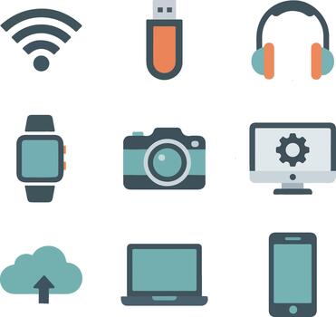 Flat Design Technology and Device Icons Set vector