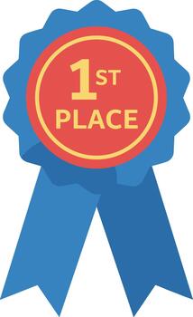 Flat Style Detailed First Place Award Ribbon Badge Icon Symbol vector