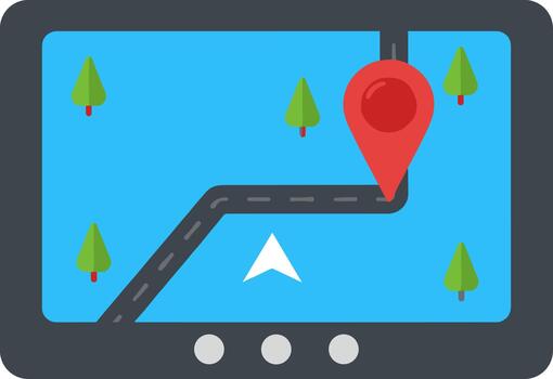 Simple Flat Style Detail GPS Navigation System Device Display Illustration vector