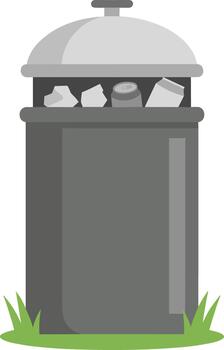 Flat Simple Trash Container Filled with Aluminum Can and Paper Waste Illustration vector