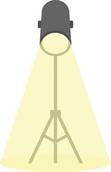 Simple Flat Style Studio Light with Tripod Illumination Spotlight Icon vector