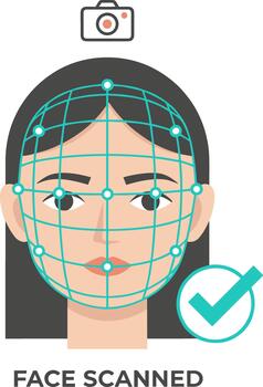 Flat Illustration of Face Scanning Technology for Identity Verification System vector