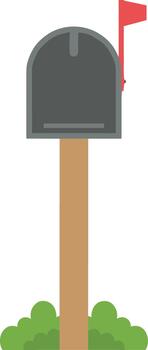 Simple Flat Mailbox With Flag Up Icon Delivery Communication Element vector