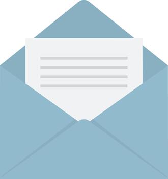 Flat Style Open Envelope with Document Illustration Graphic Element vector