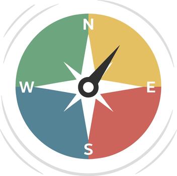 Simple Flat Compass Graphic Directional Tool with North South East West Indicator vector
