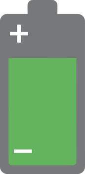 Simple Flat Style Battery Icon Representing Full Power Capacity Level vector