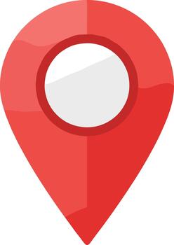 Flat Geometric Pointer Location Navigation Element Red Colored Icon vector