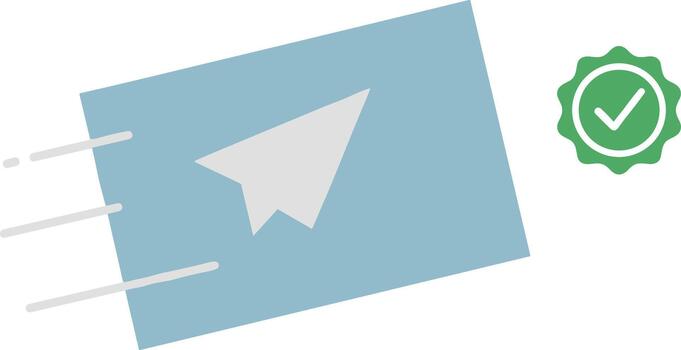 Flat Style Sending Message with Checkmark Approval Icon Element vector