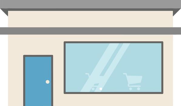 Flat Simple Store Front Facade with Door and Window Illustration vector