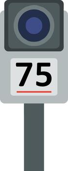 Flat Design Fixed Speed Camera with Seventy Five Speed Limit Indicator vector