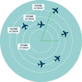 Clean Simple Radar Screen Plane Flight Data Indicator Illustration vector