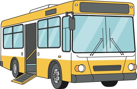 Simple Outlined Style Public Transportation Bus Isolated on White Background vector