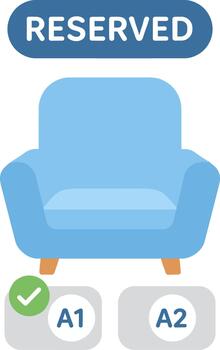 Flat Simple Reserved Seating Arrangement with Couch and Designation Icon vector