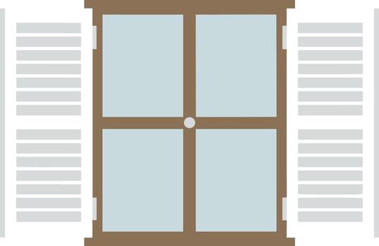 Simple Flat Style Minimalist Window Frame with Shutters Decoration Icon vector