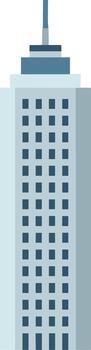plano estilo detallado rascacielos con muchos ventanas y antena arquitectura icono vector
