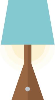 Flat Simple Table Lamp Illustration with Blue Lampshade Design Element vector