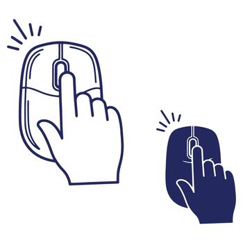 Computer Mouse Click Icon Illustration with Hand Cursor Pressing Button for Web Design and User Interface Concepts vector