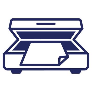 Document scanner icon with paper for office equipment and digital archive management showing modern technology illustration on white background vector