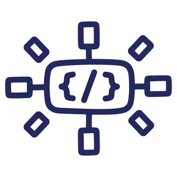 Coding Network Icon Representing Software Development and Data Connections with a Clean and Modern Design Approach For Programming vector
