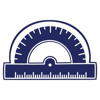 Geometric Protractor Illustration for Measuring Angles in Mathematics Education and Engineering Design Blueprint Creation for Accuracy vector