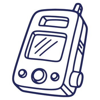 Handheld Walkie Talkie Device Blue Outline Design Communication Tool for Adventure and Coordination Simple Illustration vector