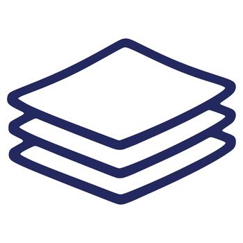 Three overlapping square shapes simple icon design representing layers or stacked documents for graphic design uses vector