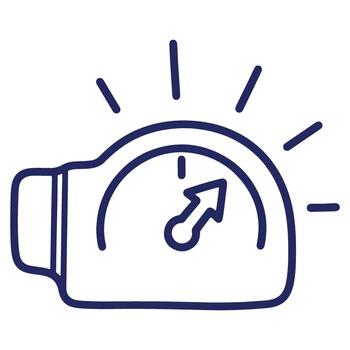 mano dibujado velocímetro icono indicando aceleración y Progreso visualización para negocio y tecnología proyectos concepto ilustración vector