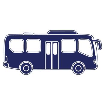 Blue bus side view with white outline for transportation themed graphics and educational illustrations for children and design projects vector