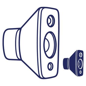 Isolated image of an outline style speakers conveying sound system and audio entertainment with simple art and clean design vector