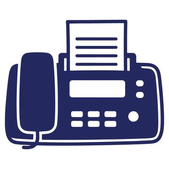 Modern Fax Machine Illustration in Dark Blue with Paper Documents Depicted Business Communication Device for Sending Memos and Contracts vector