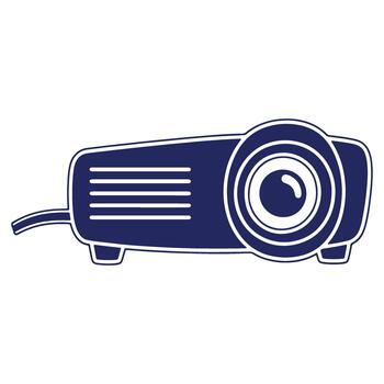 Projector graphic illustration for presentations and home theater system with clean outline and sleek design for modern applications vector