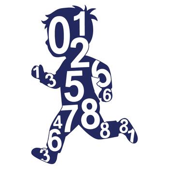 Running Boy Silhouette Filled with Numbers a playful and educational illustration for childrens learning resources or game designs vector