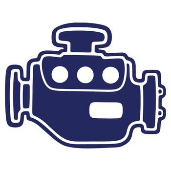 Stylized Blue Engine Block Illustration for Automotive or Mechanical Concepts and Designs with Outlined Edges vector