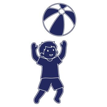 Happy Child Playing with Beach Ball Illustration for Summer Fun and Recreation Graphics vector