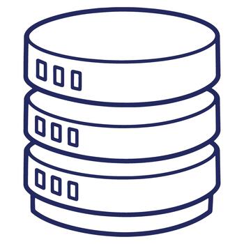 minimalista datos almacenamiento servidor icono representando base de datos y información administración en contorno estilo para moderno tecnología aplicaciones y sitios web vector