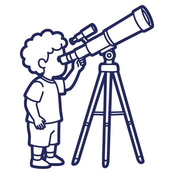 Young Boy Exploring the Universe Through a Telescope illustration isolated on white background representing education and imagination vector
