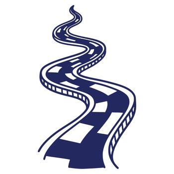 Illustration of a Winding Road with Dashed Lines Showing the Way Forward on a White Background vector