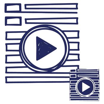 en línea transmisión contenido con jugar botón para presentaciones y sitio web diseño con mano dibujado minimalista estilo y icono vector