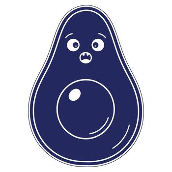 Cartoon Avocado Character with Surprised Expression in Blue Tones Simple Graphic for Design Projects and Educational Materials vector