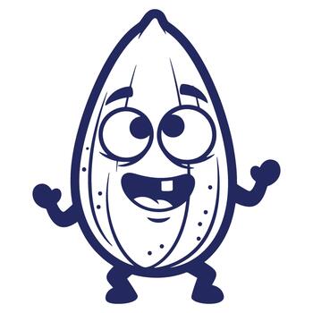 Funny Almond Character with Googly Eyes and a Missing Tooth Isolated on White Background vector