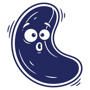 Cartoon bean with a surprised expression and outlined edges for comical illustration design assets and funny food concept art vector